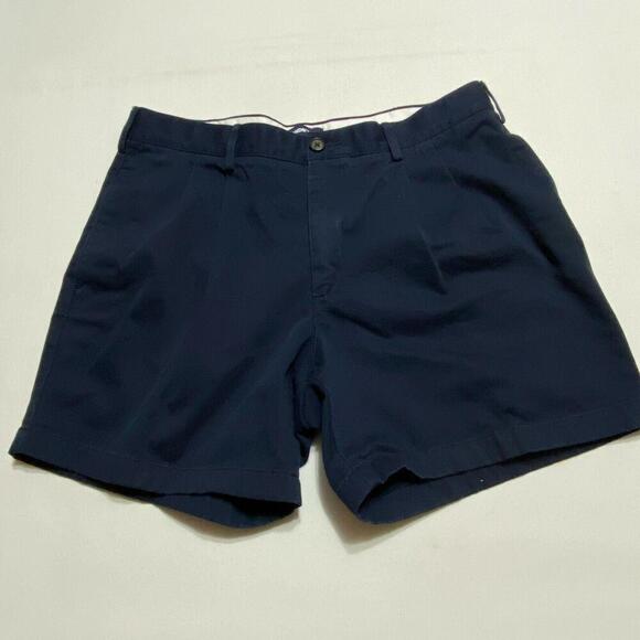 Lands'End Relaxed fit Pleated front Women's size 35 Dark blue Twill Shorts - Picture 1 of 5